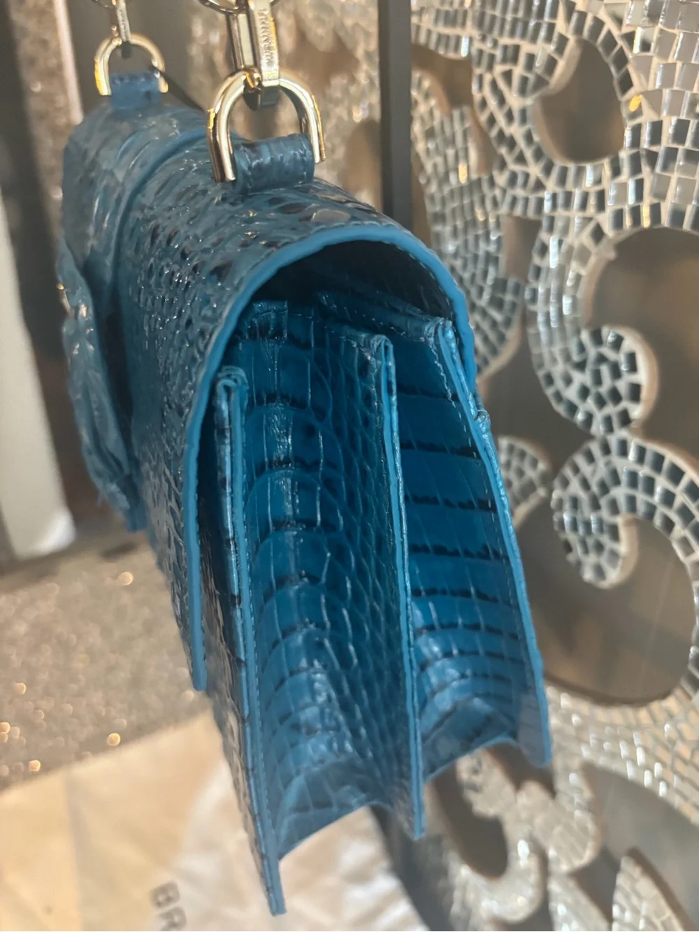 ⭐️Brahmin Teal Croc-Embossed Top Handle Satchel